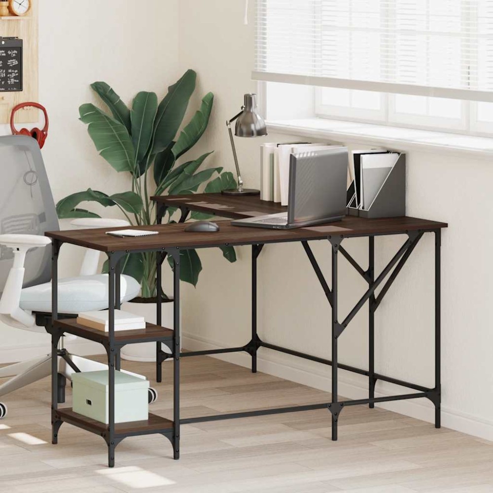vidaXL Γραφείο Καφέ Δρυς 139x139x75 εκ. από Επεξεργασμένο Ξύλο