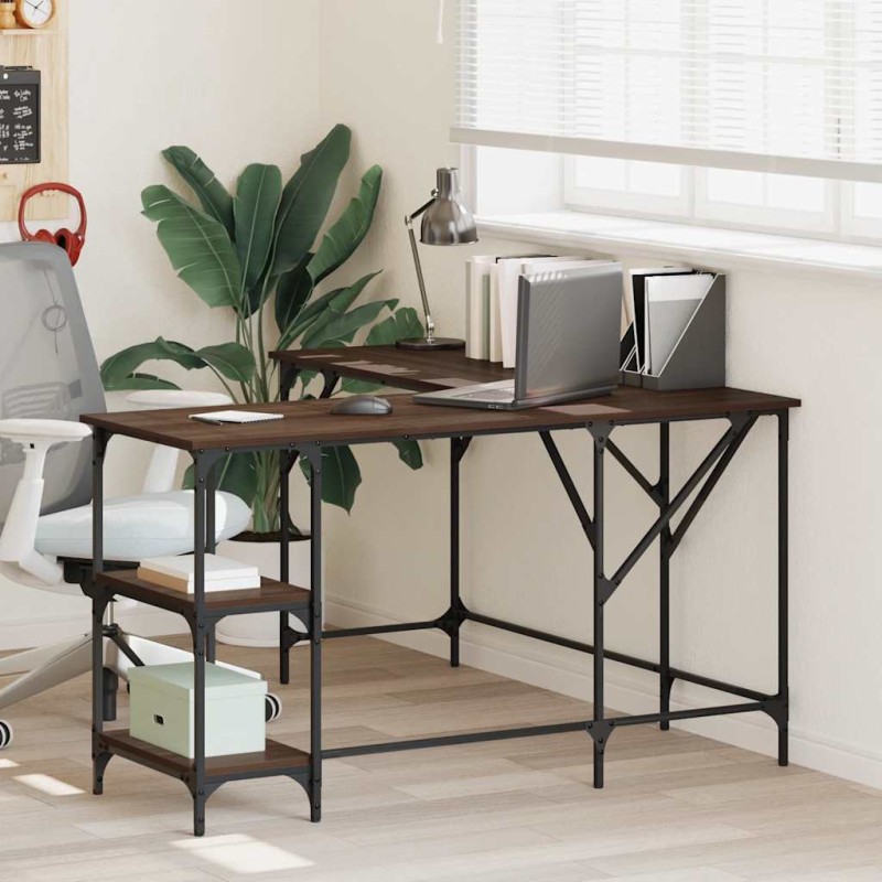 vidaXL Γραφείο Καφέ Δρυς 139x139x75 εκ. από Επεξεργασμένο Ξύλο