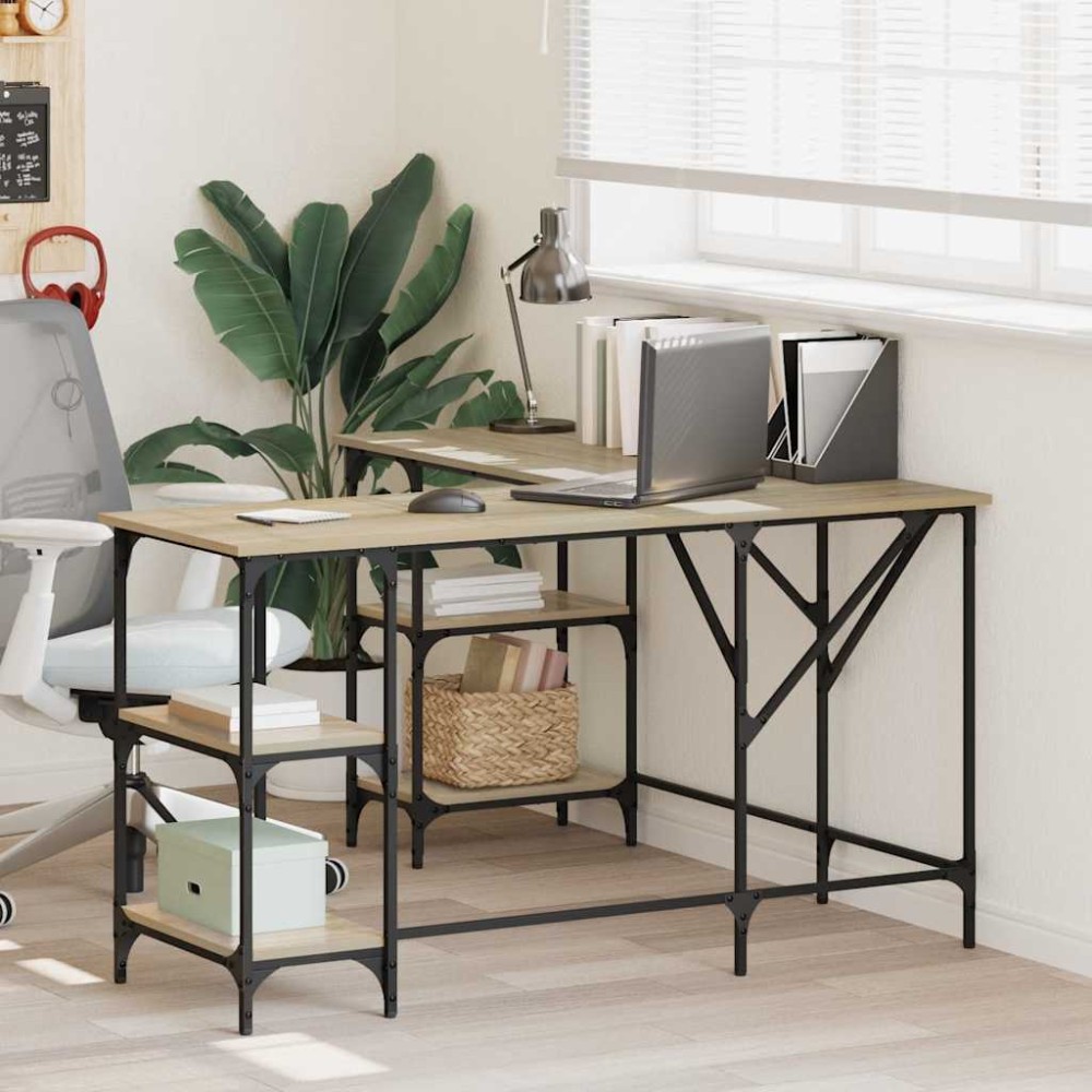 vidaXL Γραφείο Sonoma Δρυς 139 x 139 x 75 εκ. από Επεξεργασμένο Ξύλο
