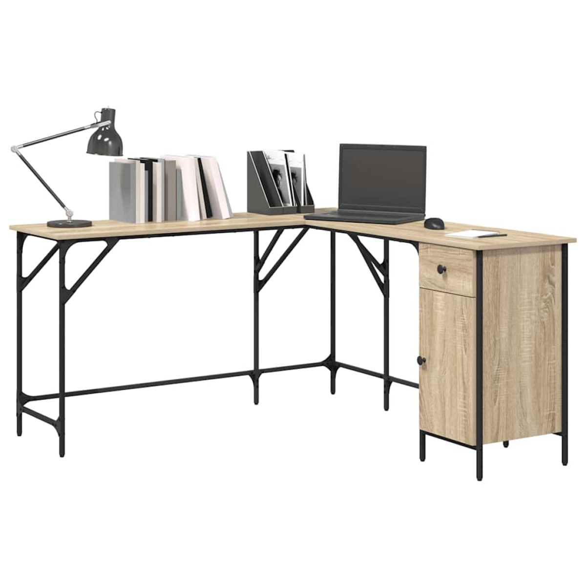 vidaXL Γραφείο Sonoma Δρυς 141 x 141 x 75 εκ. από Επεξεργασμένο Ξύλο
