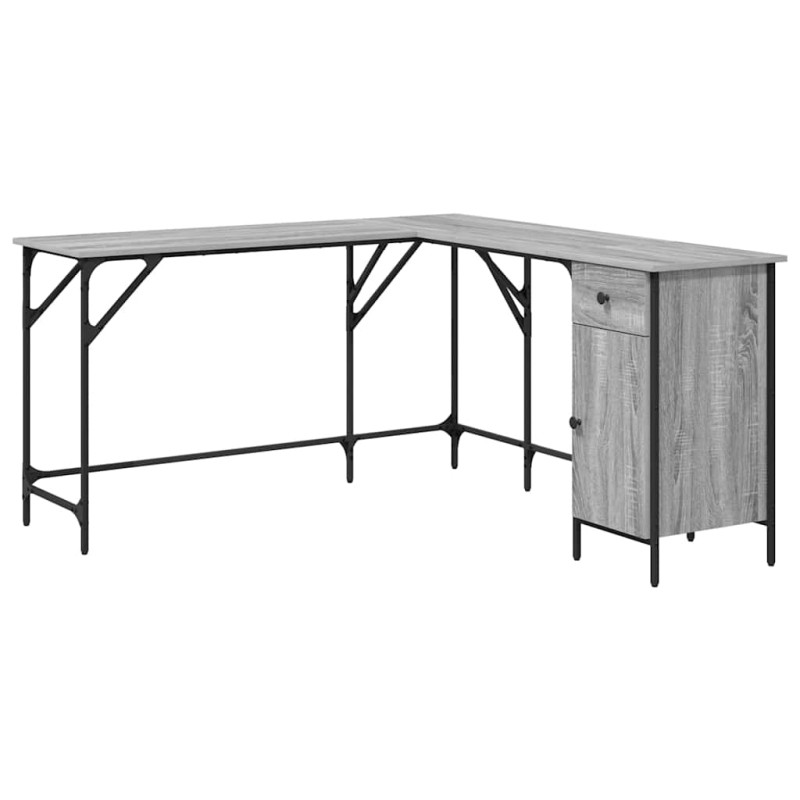 vidaXL Γραφείο Γκρι Sonoma 141x141x75 εκ. από Επεξεργασμένο Ξύλο