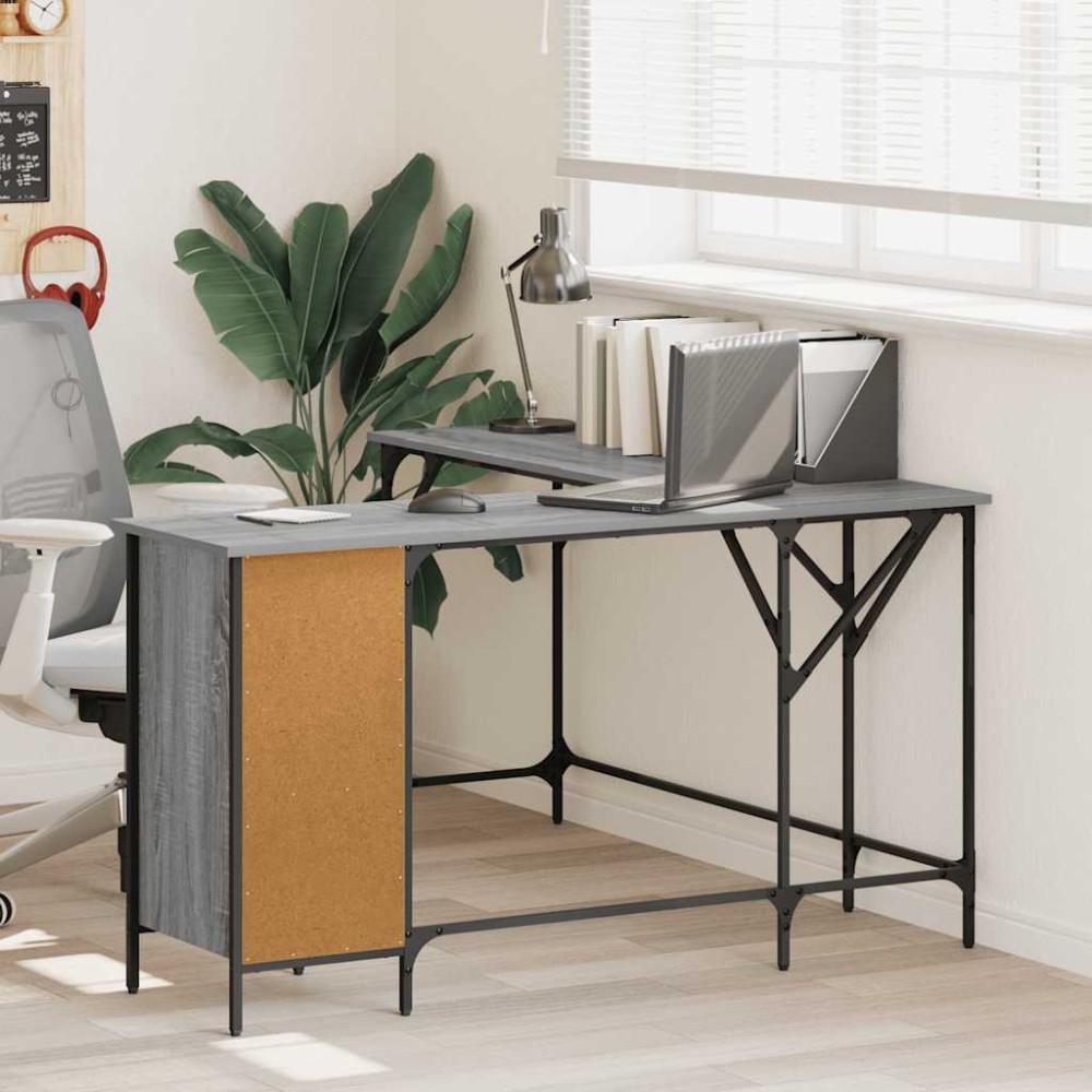 vidaXL Γραφείο Γκρι Sonoma 141x141x75 εκ. από Επεξεργασμένο Ξύλο