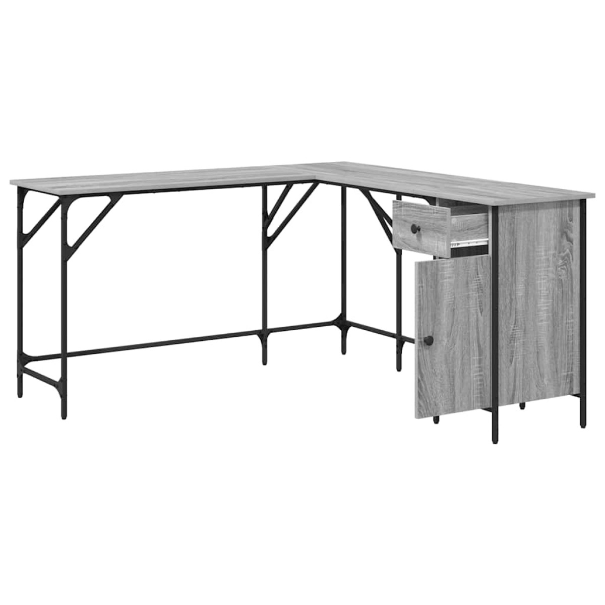 vidaXL Γραφείο Γκρι Sonoma 141x141x75 εκ. από Επεξεργασμένο Ξύλο