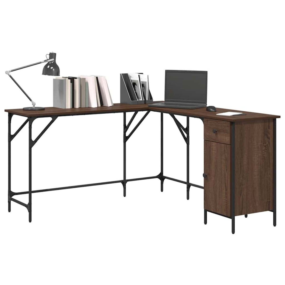 vidaXL Γραφείο Καφέ Δρυς 141x141x75 εκ. από Επεξεργασμένο Ξύλο