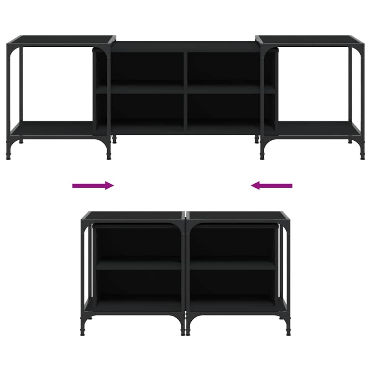 vidaXL Έπιπλο Τηλεόρασης Μαύρο 153x37x50 εκ. Επεξεργασμένο Ξύλο