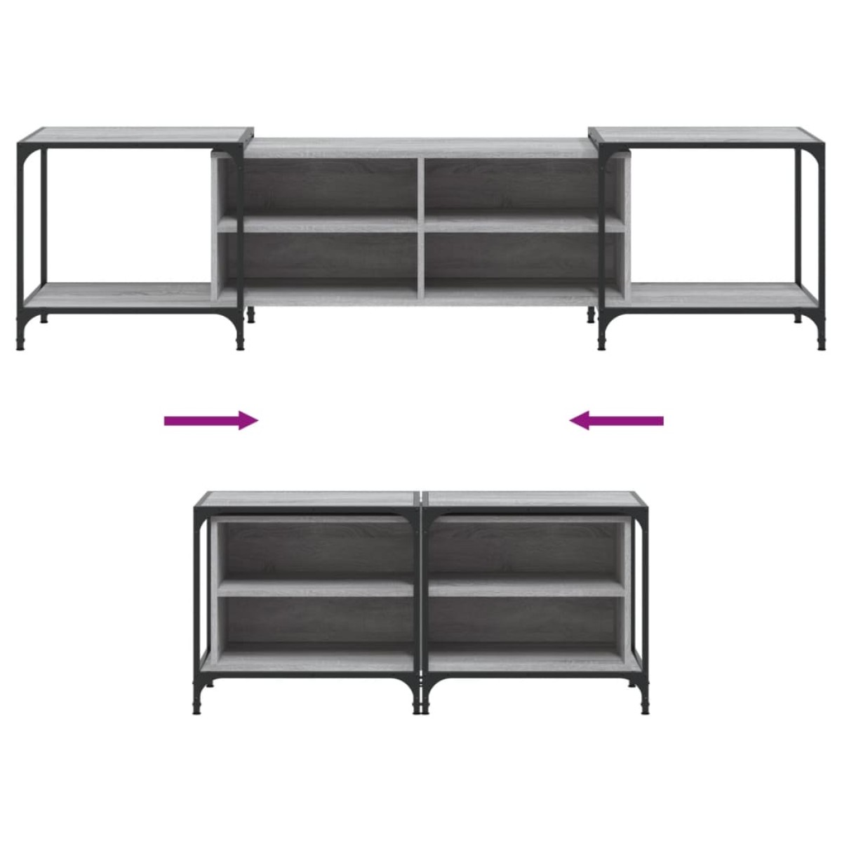 vidaXL Έπιπλο Τηλεόρασης Γκρι Sonoma 203 x 37 x 50 εκ. Επεξεργ. Ξύλο