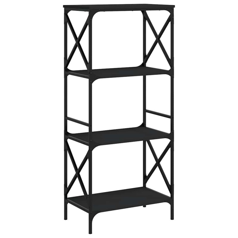 vidaXL Βιβλιοθήκη 4 Επιπέδων Μαύρη 59x35x132 εκ. Επεξεργασμένο Ξύλο