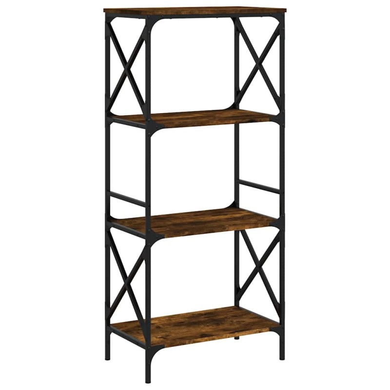 vidaXL Βιβλιοθήκη 4 Επιπέδων Καπνιστή Δρυς 59x35x132 εκ. Επεξεργ. Ξύλο