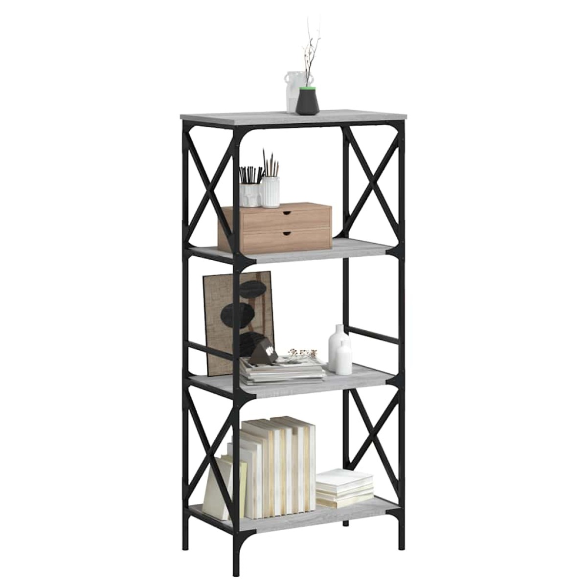 vidaXL Βιβλιοθήκη 4 Επιπέδων Γκρι Sonoma 59x35x132 εκ. Επεξεργ. Ξύλο