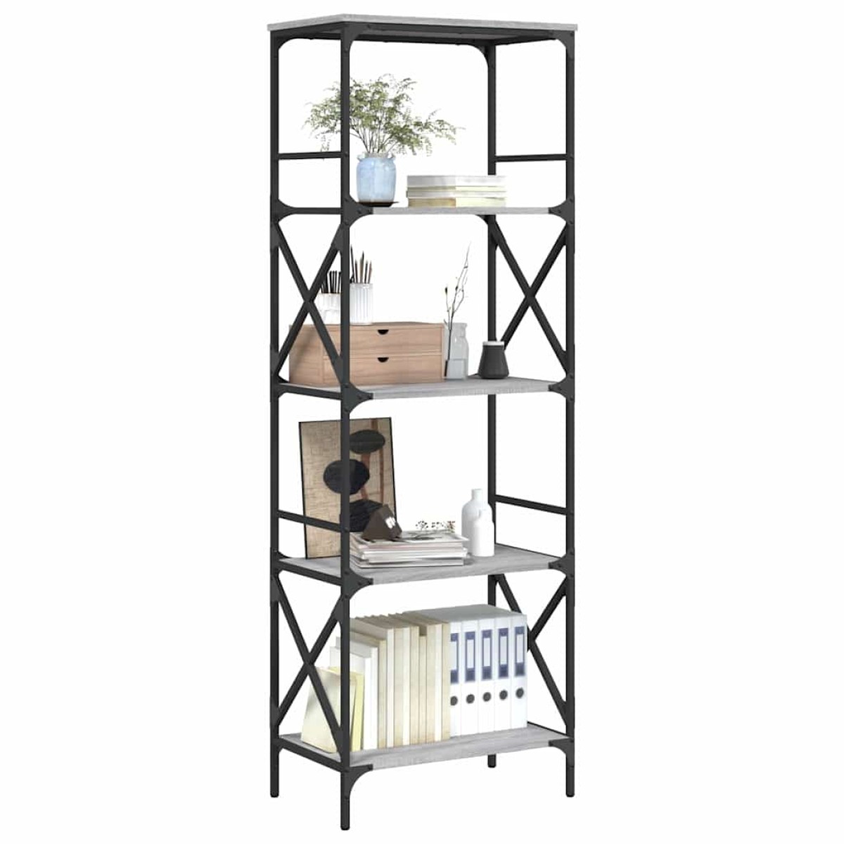 vidaXL Βιβλιοθήκη 5 Επιπέδων Γκρι Sonoma 59 x 35 x 171 εκ. Επεξ. Ξύλο