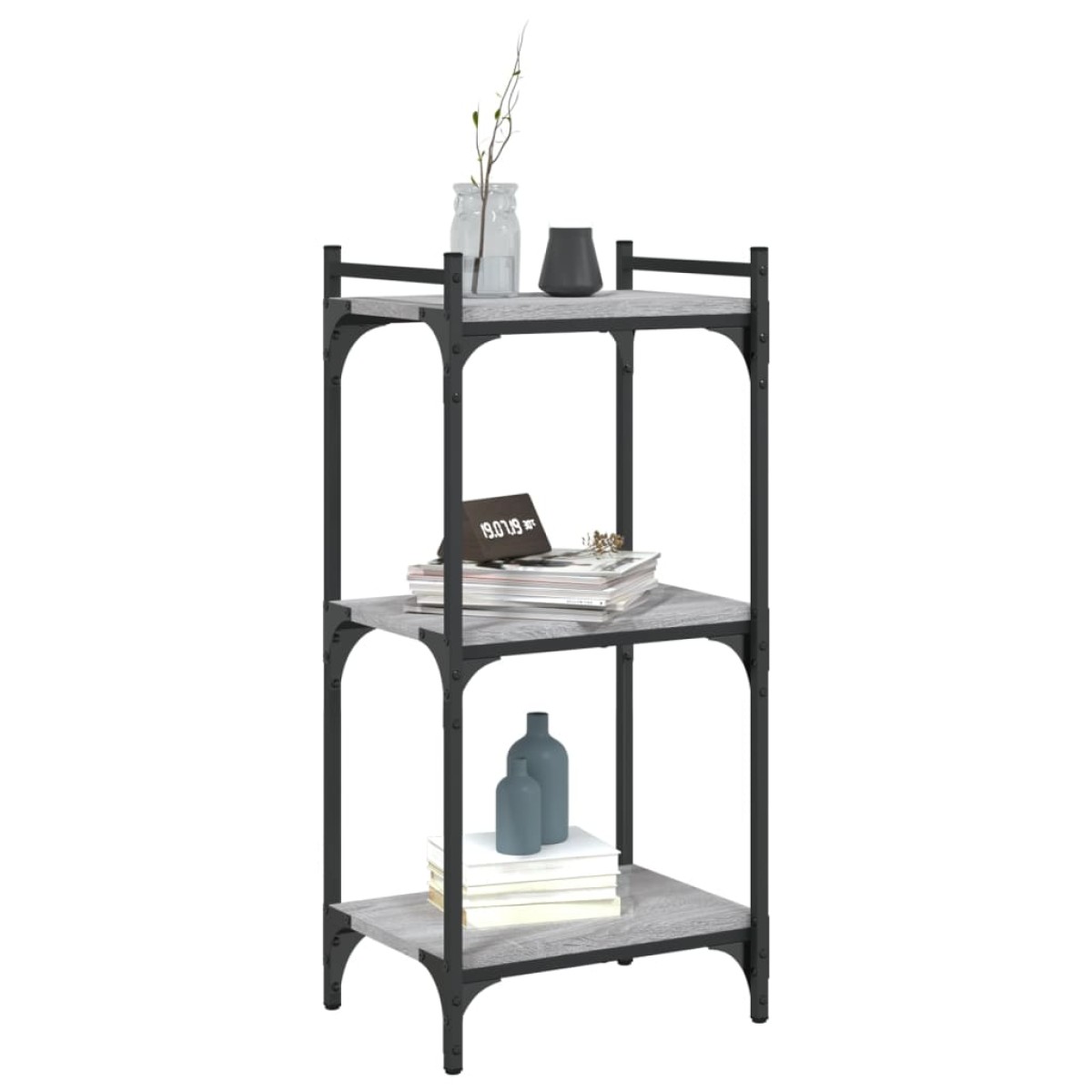 vidaXL Βιβλιοθήκη 3 Επιπέδων Γκρι Sonoma 40x30x86 εκ. Επεξεργ. Ξύλο