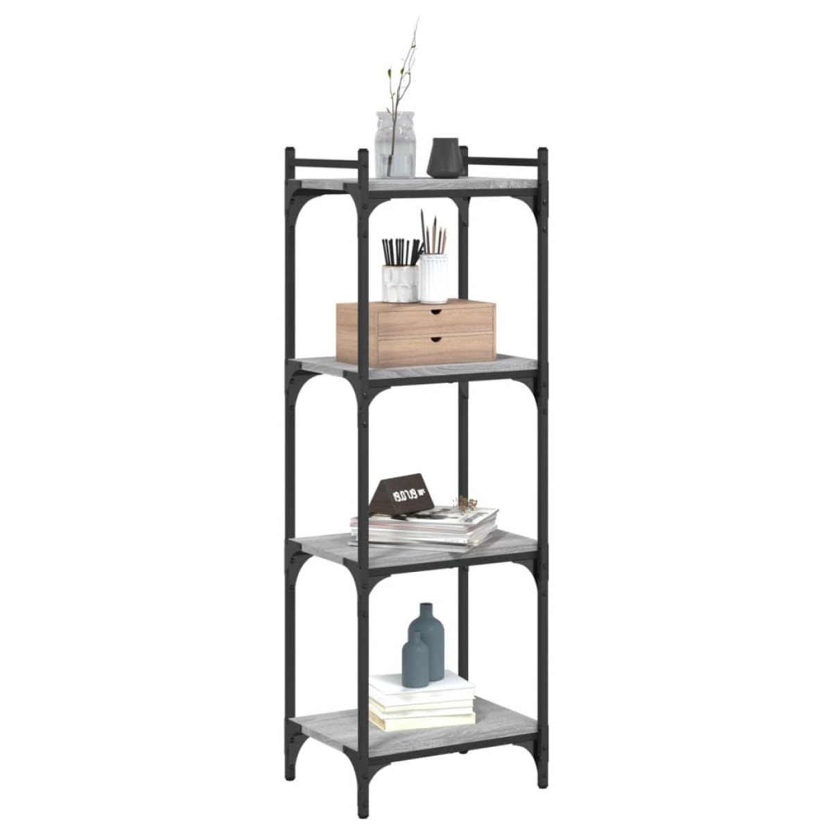 vidaXL Βιβλιοθήκη 4 Επιπέδων Γκρι Sonoma 40x30x120 εκ. Επεξεργ. Ξύλο
