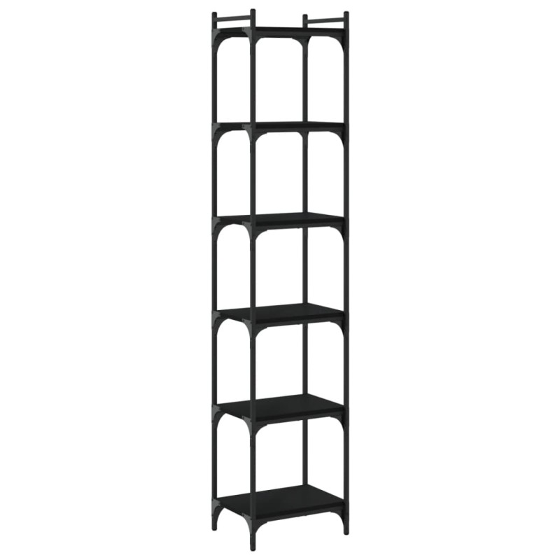 vidaXL Βιβλιοθήκη 6 Επιπέδων Μαύρη 40x30x188 εκ. Επεξεργασμένο Ξύλο