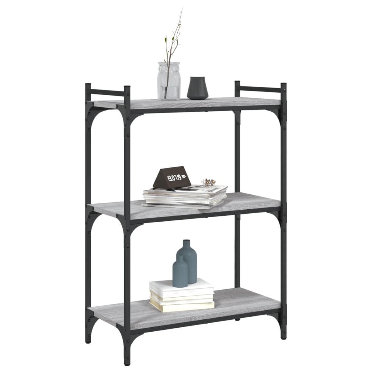 vidaXL Βιβλιοθήκη 3 Επιπέδων Γκρι Sonoma 60x30x86 εκ. Επεξεργ. Ξύλο