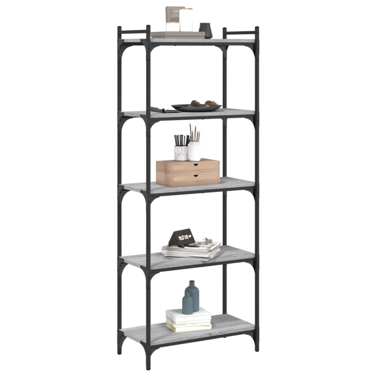 vidaXL Βιβλιοθήκη 5 Επιπέδων Γκρι Sonoma 60x30x154 εκ. Επεξεργ. Ξύλο