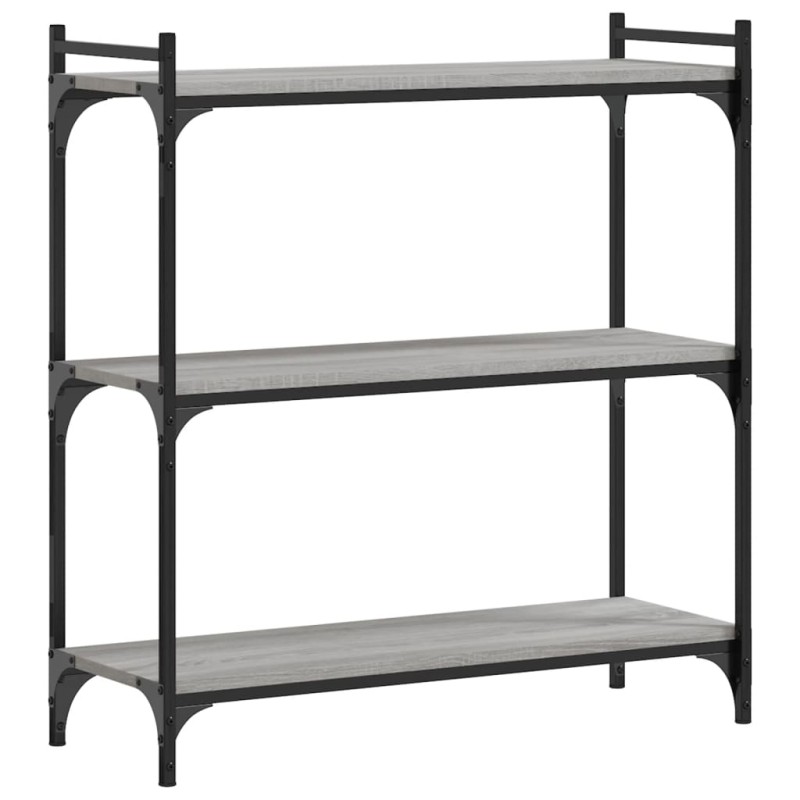 vidaXL Βιβλιοθήκη 3 Επιπέδων Γκρι Sonoma 80x30x86 εκ. Επεξεργ. Ξύλο