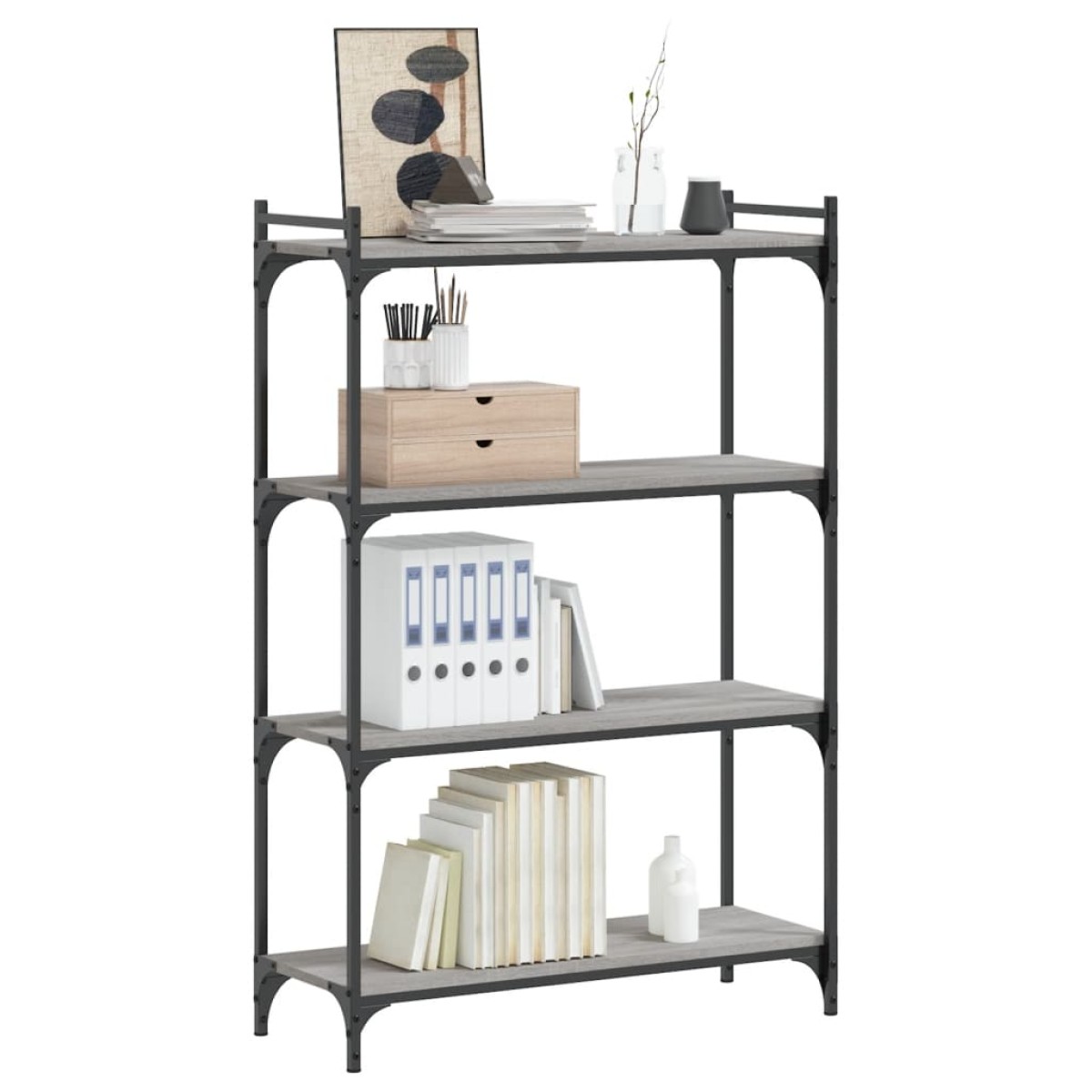 vidaXL Βιβλιοθήκη 4 Επιπέδων Γκρι Sonoma 80x30x120 εκ. Επεξεργ. Ξύλο