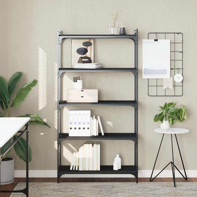 vidaXL Βιβλιοθήκη 5 Επιπέδων Μαύρη 80x30x154 εκ. Επεξεργασμένο Ξύλο