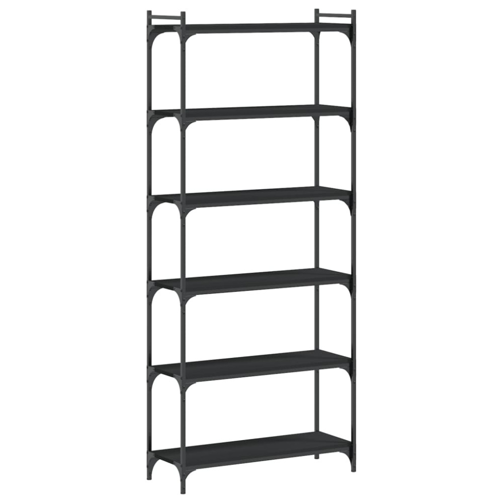 vidaXL Βιβλιοθήκη 6 Επιπέδων Μαύρη 80 x 30 x 188 εκ. από Επεξεργ. Ξύλο