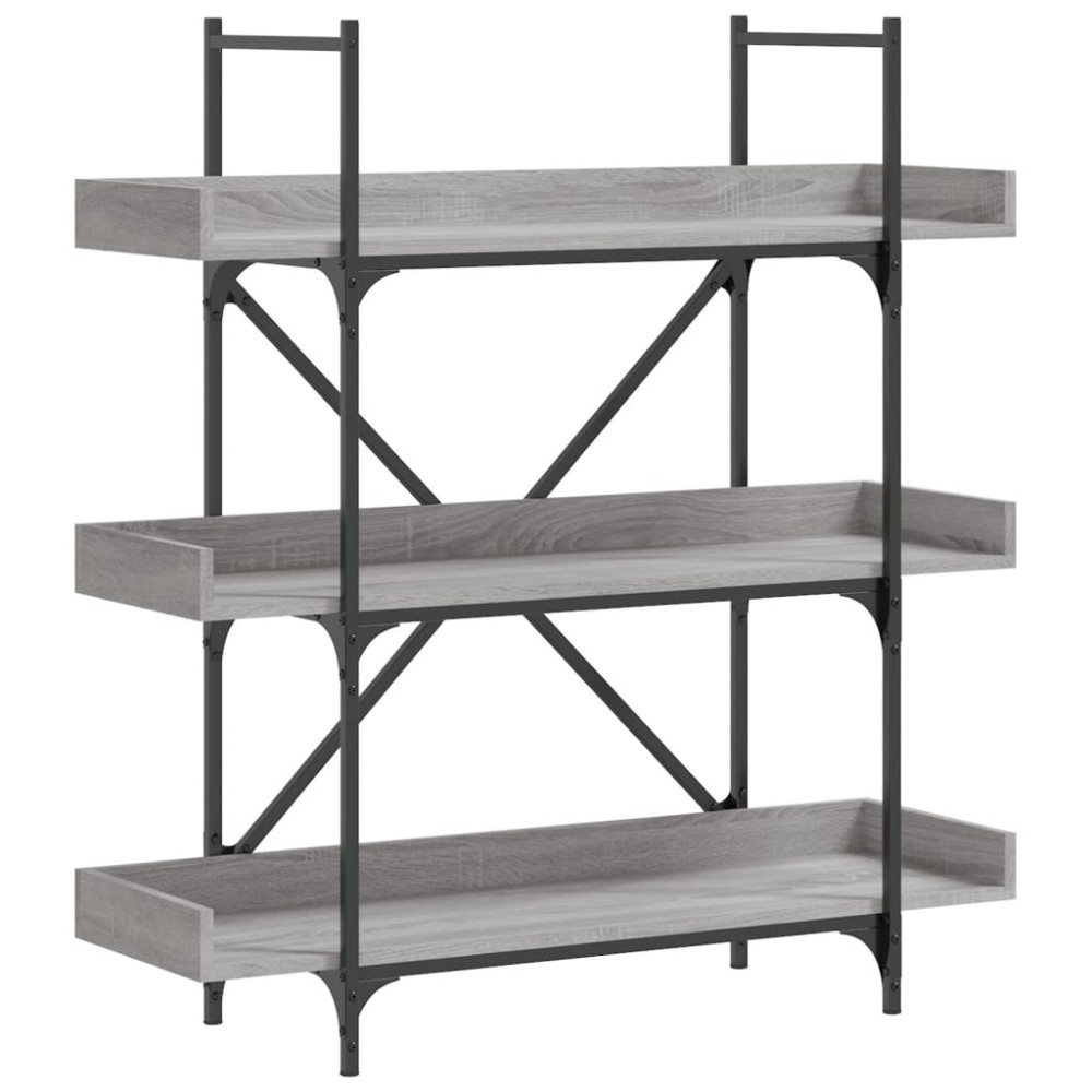 vidaXL Βιβλιοθήκη 3 Επιπέδων Γκρι Sonoma 100x33x108,5εκ. Επεξεργ. Ξύλο