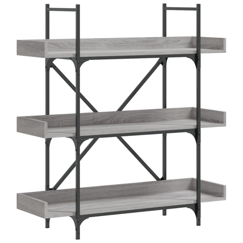 vidaXL Βιβλιοθήκη 3 Επιπέδων Γκρι Sonoma 100x33x108,5εκ. Επεξεργ. Ξύλο