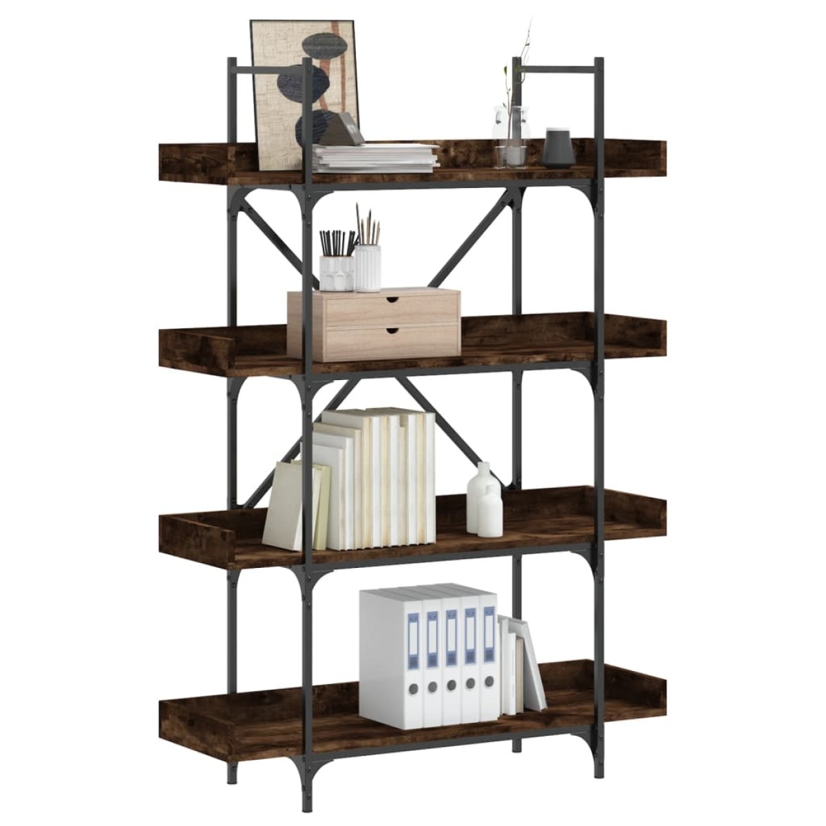 vidaXL Βιβλιοθήκη 4 Επιπέδων Καπν. Δρυς 100x33x145,5 εκ. Επεξεργ. Ξύλο