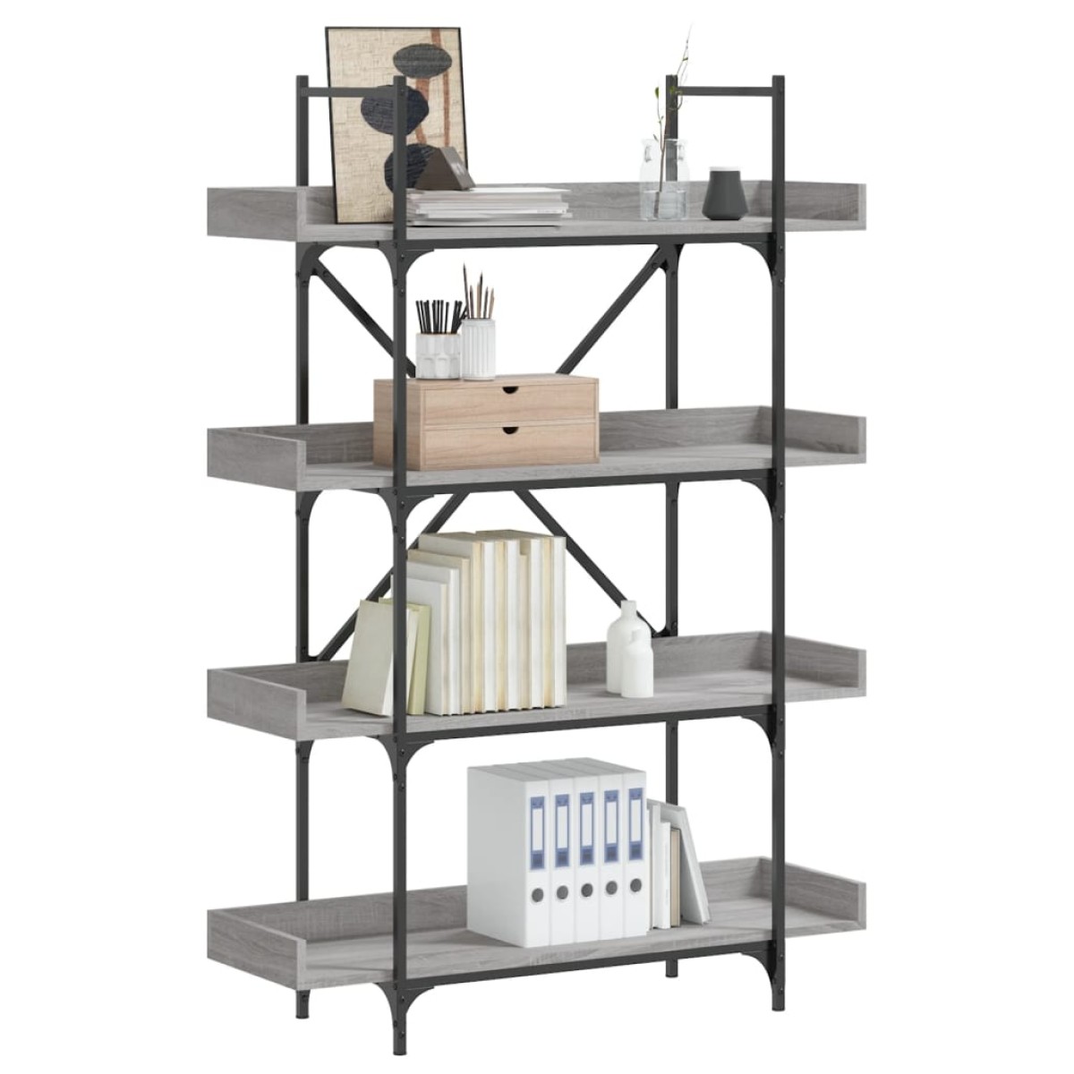 vidaXL Βιβλιοθήκη 4 Επιπέδων Γκρι Sonoma 100x33x145,5εκ. Επεξεργ. Ξύλο