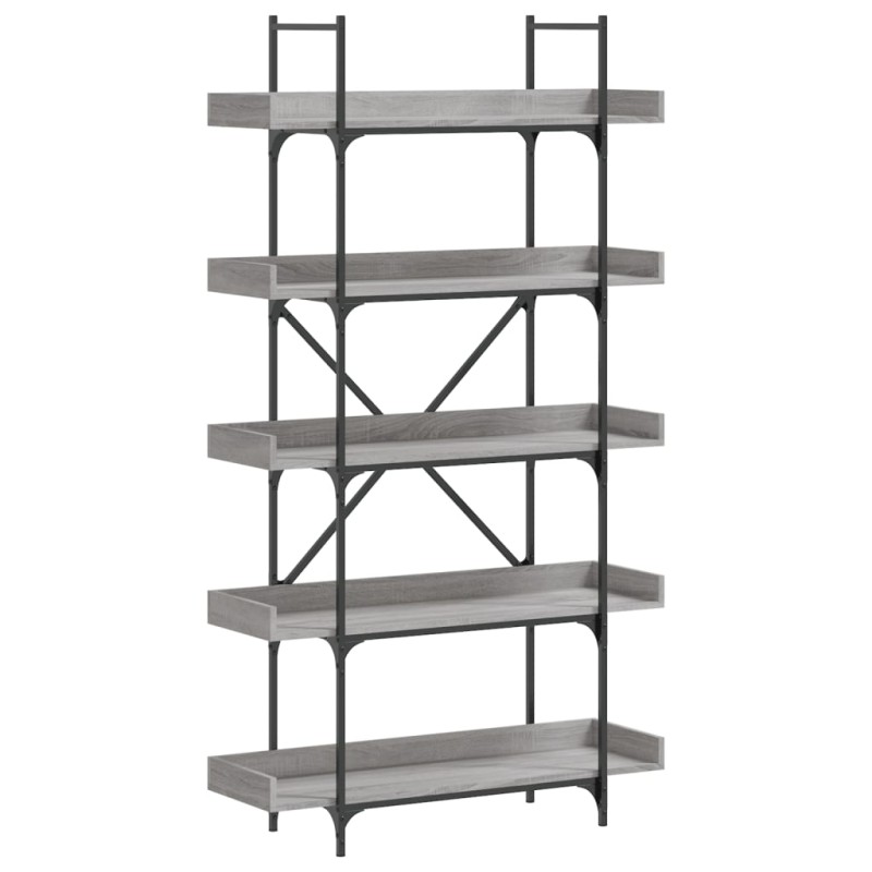 vidaXL Βιβλιοθήκη 5 Επιπέδων Γκρι Sonoma 100x33x180,5εκ. Επεξεργ. Ξύλο