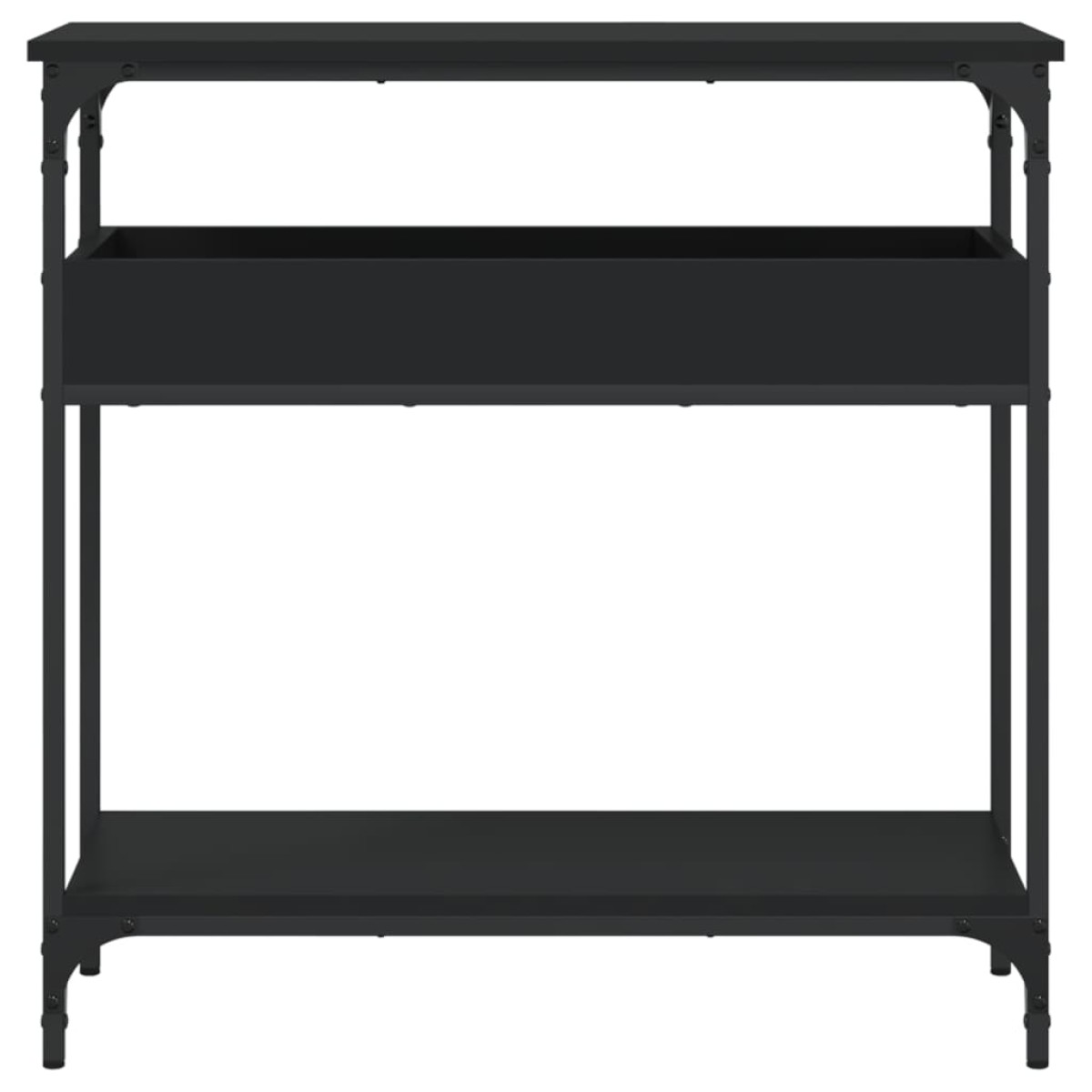 vidaXL Τραπέζι Κονσόλα με Ράφι Μαύρο 75x29x75 εκ. Επεξεργασμένο Ξύλο