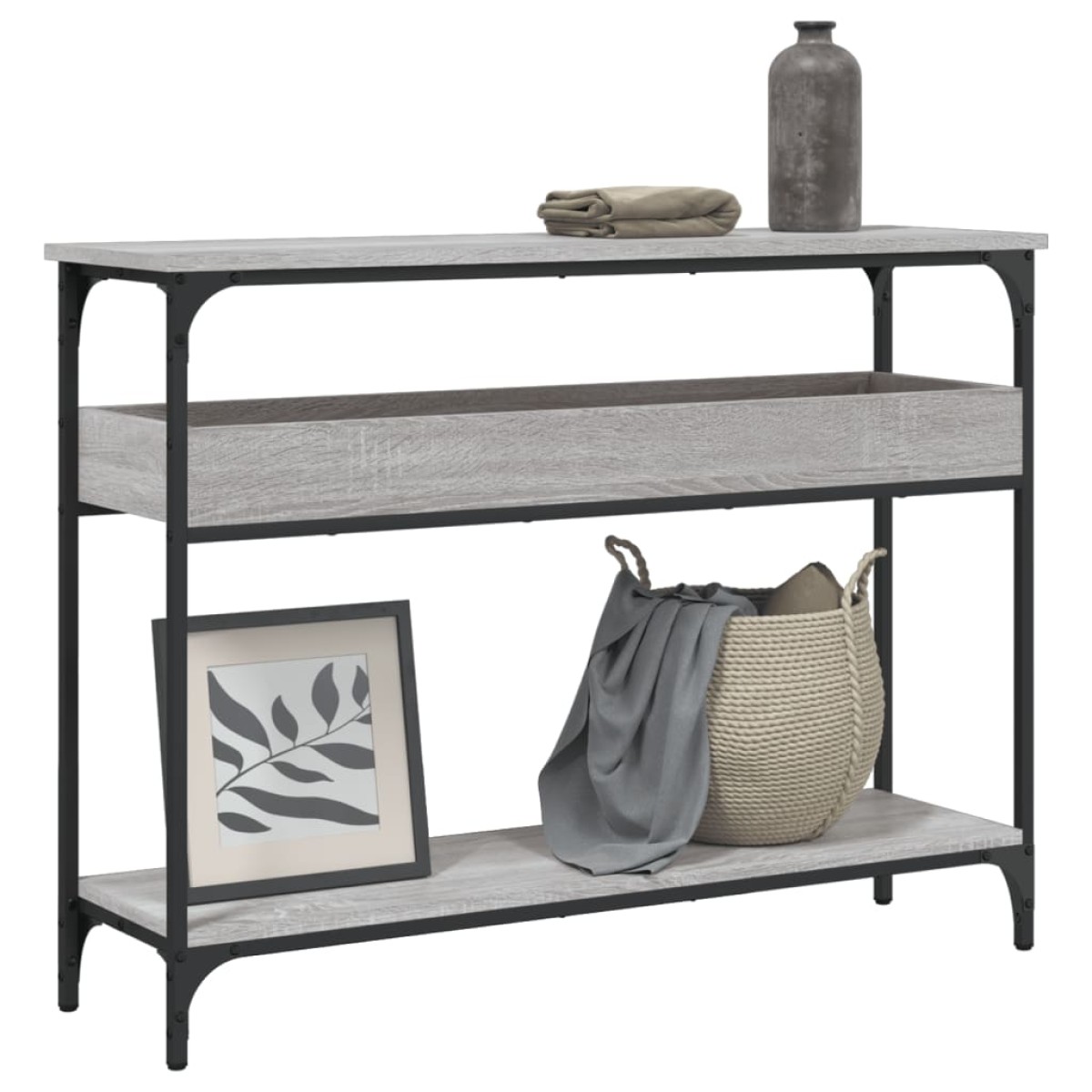 vidaXL Τραπέζι Κονσόλα με Ράφι Γκρι Sonoma 100x29x75 εκ. Επεξεργ. Ξύλο