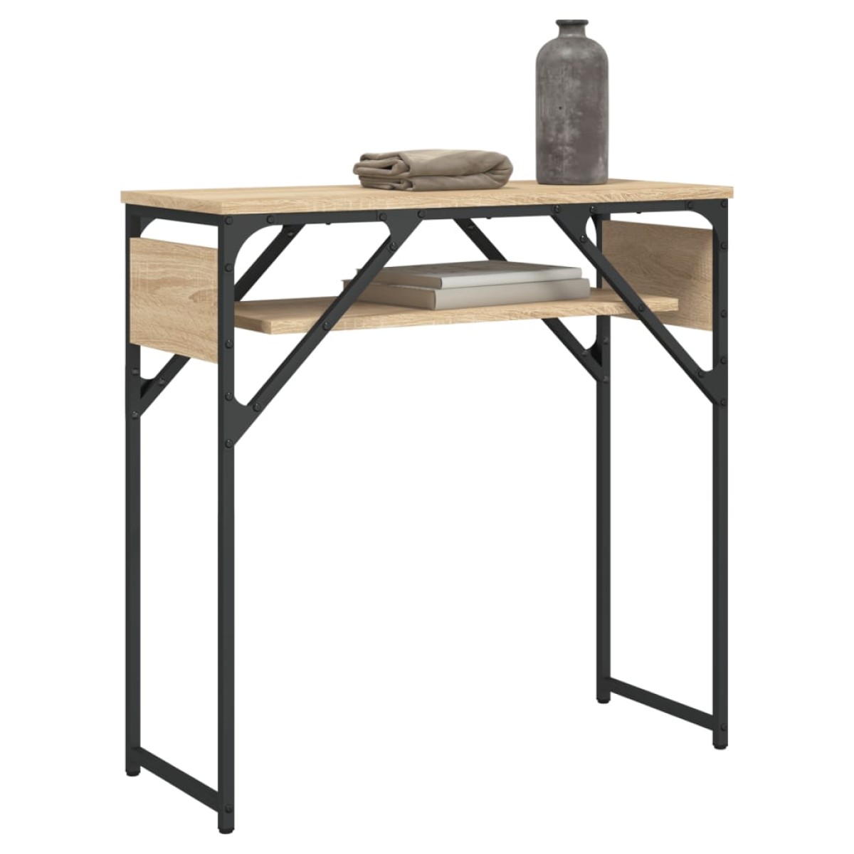 vidaXL Τραπέζι Κονσόλα με Ράφι Sonoma Δρυς 75x30x75 εκ. Επεξεργ. Ξύλο