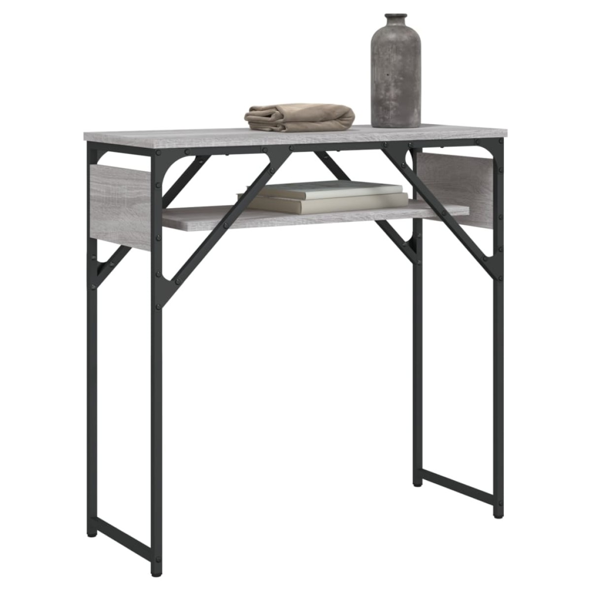 vidaXL Τραπέζι Κονσόλα με Ράφι Γκρι Sonoma 75x30x75 εκ. Επεξεργ. Ξύλο