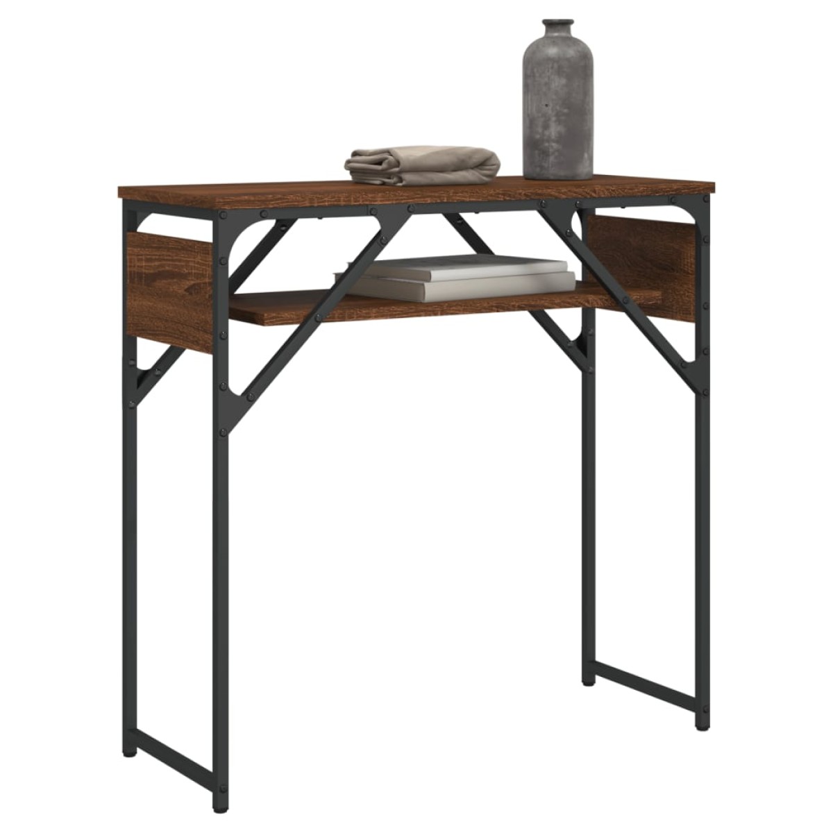 vidaXL Τραπέζι Κονσόλα με Ράφι Καφέ Δρυς 75x30x75 εκ. Επεξεργ. Ξύλο