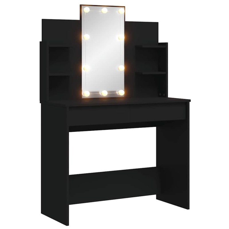 vidaXL Μπουντουάρ με LED Φώτα Μαύρο 96x40x142 εκ.