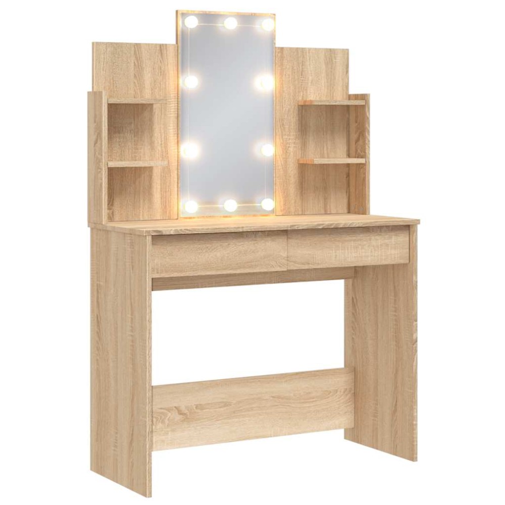 vidaXL Μπουντουάρ με LED Φώτα Sonoma Δρυς 96 x 40 x 142 εκ.