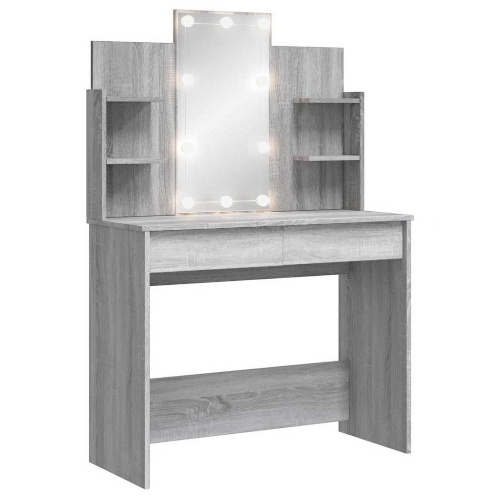 vidaXL Μπουντουάρ με LED Φώτα Γκρι Sonoma 96x40x142 εκ.