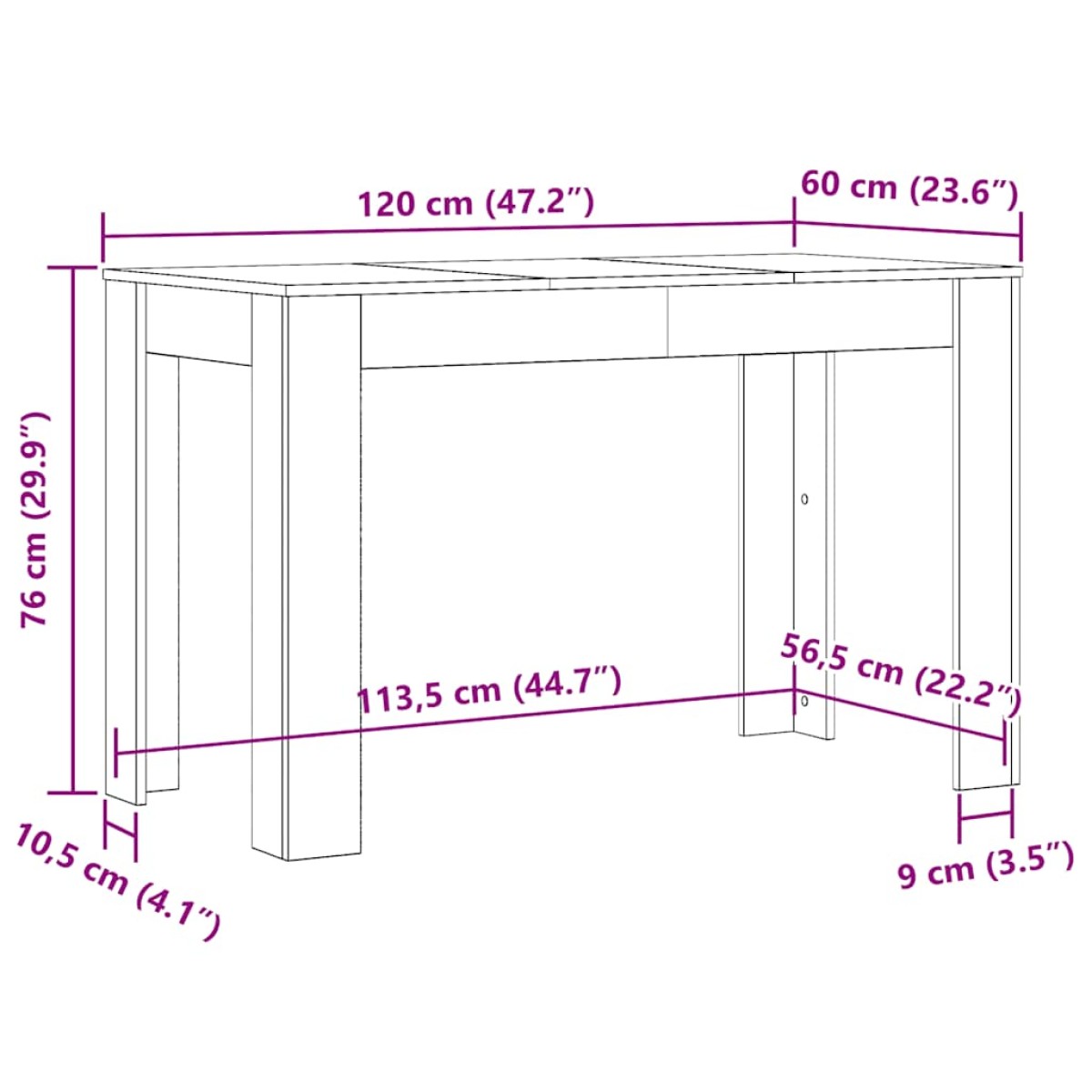 vidaXL Τραπέζι Τραπεζαρίας Καπνιστή Δρυς 120x60x76 εκ. Επεξ. Ξύλο