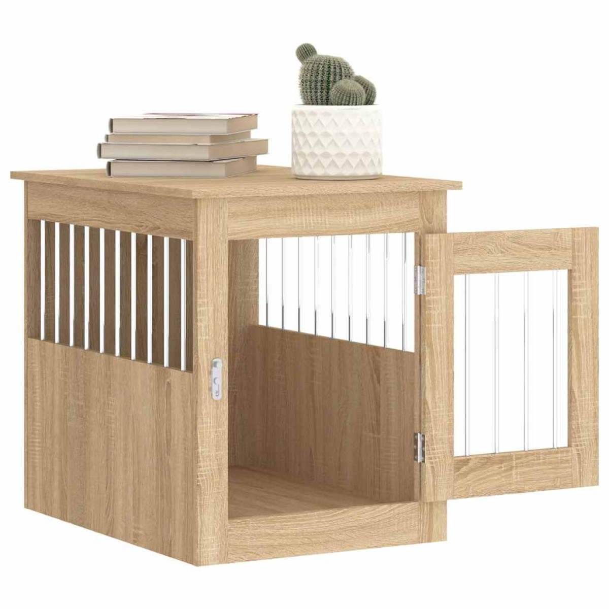 vidaXL Κλουβί Σκύλου Sonoma Δρυς 55 x 75 x 65 εκ. από Επεξεργ. Ξύλο