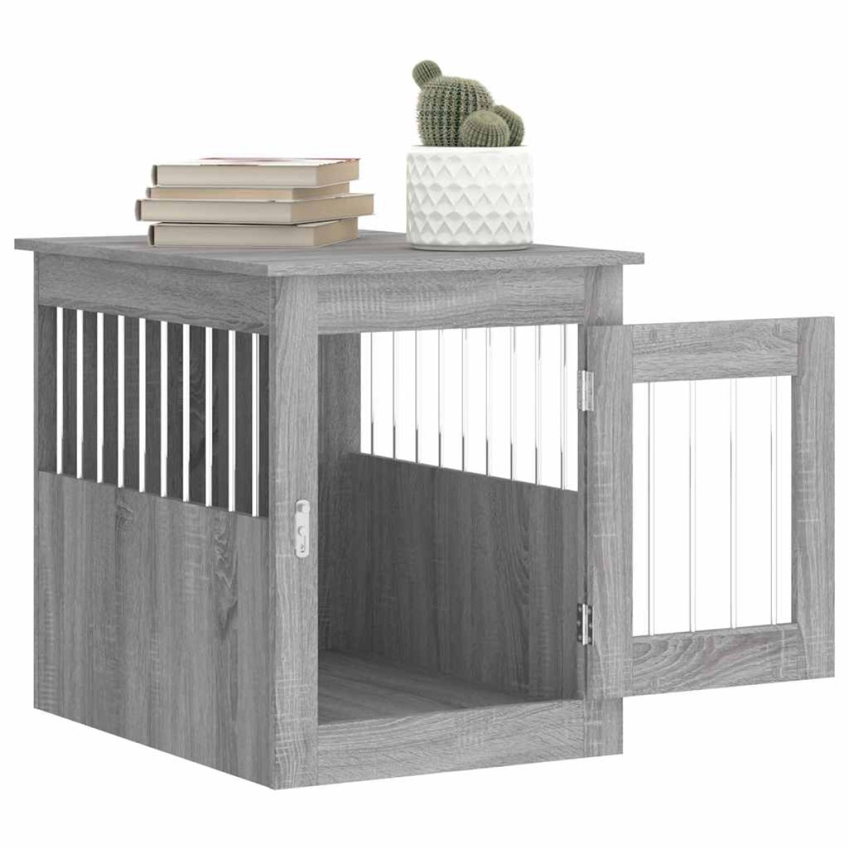 vidaXL Κλουβί Σκύλου Γκρι Sonoma 55x75x65 εκ. από Επεξεργ. Ξύλο