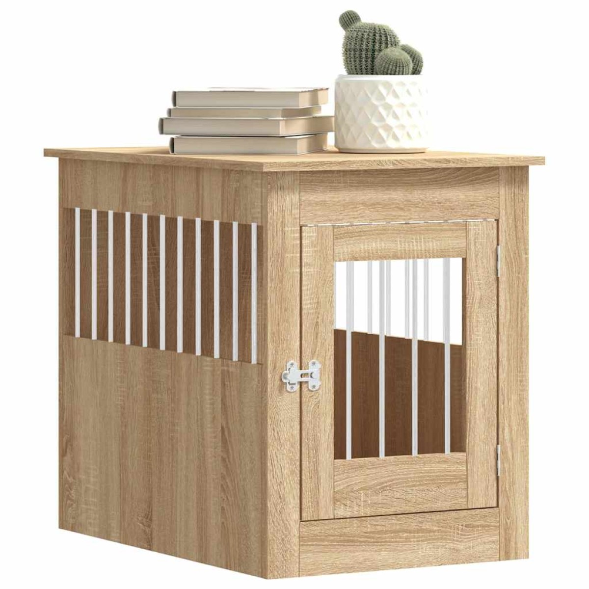 vidaXL Κλουβί Σκύλου Sonoma Δρυς 55 x 80 x 68 εκ. από Επεξεργ. Ξύλο