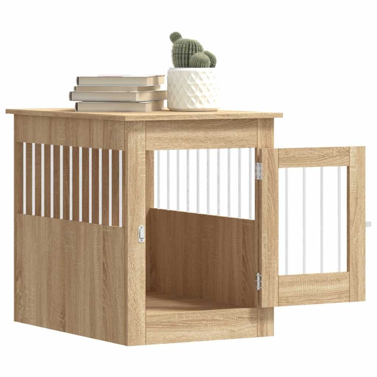 vidaXL Κλουβί Σκύλου Sonoma Δρυς 55 x 80 x 68 εκ. από Επεξεργ. Ξύλο
