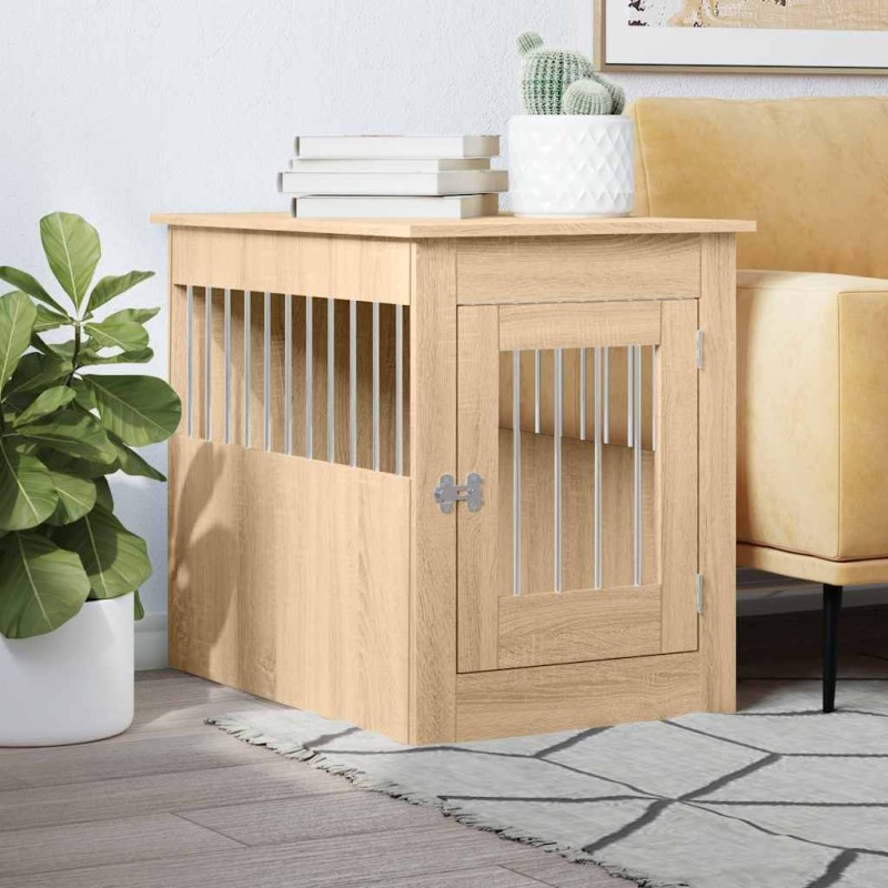 vidaXL Κλουβί Σκύλου Sonoma Δρυς 55 x 80 x 68 εκ. από Επεξεργ. Ξύλο
