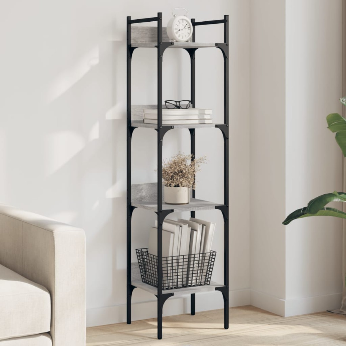 vidaXL Βιβλιοθήκη 4 Επιπέδων Γκρι Sonoma 35x30x138,5 εκ. Επεξεργ. Ξύλο