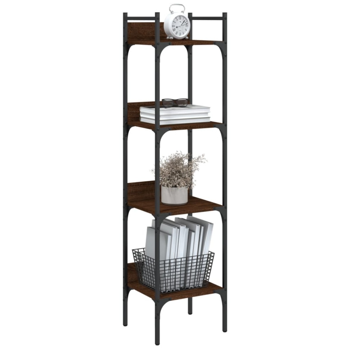 vidaXL Βιβλιοθήκη 4 Επιπέδων Καφέ Δρυς 35x30x138,5 εκ. Επεξεργ. Ξύλο