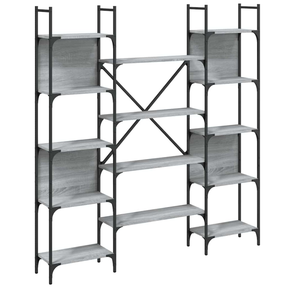 vidaXL Βιβλιοθήκη Γκρι Sonoma 155,5x24x166,5 εκ. Επεξεργασμένο Ξύλο