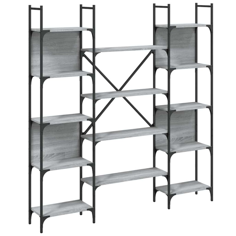 vidaXL Βιβλιοθήκη Γκρι Sonoma 155,5x24x166,5 εκ. Επεξεργασμένο Ξύλο