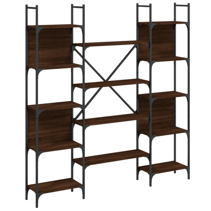 vidaXL Βιβλιοθήκη Καφέ Δρυς 155,5x24x166,5 εκ. Επεξεργασμένο Ξύλο