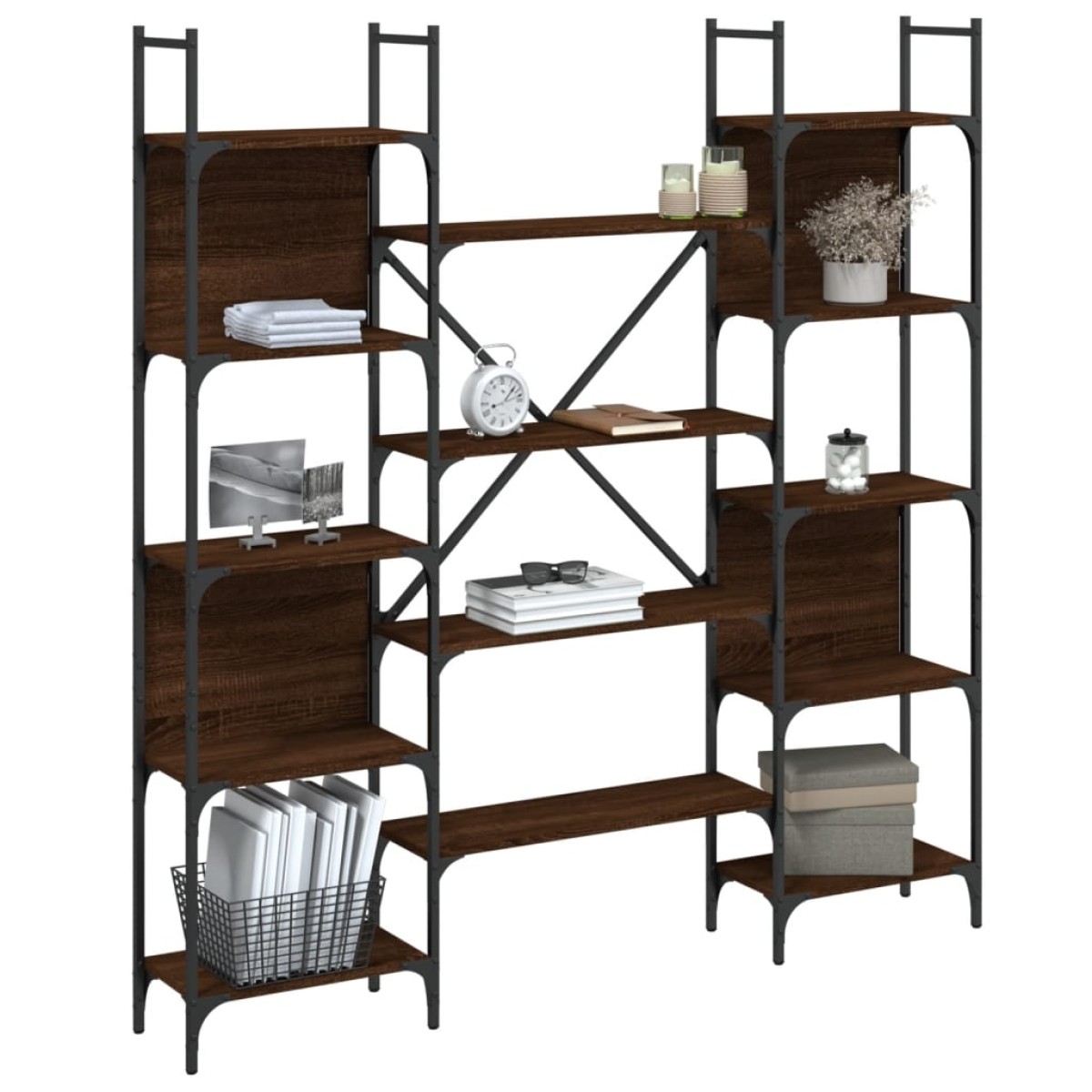vidaXL Βιβλιοθήκη Καφέ Δρυς 155,5x24x166,5 εκ. Επεξεργασμένο Ξύλο