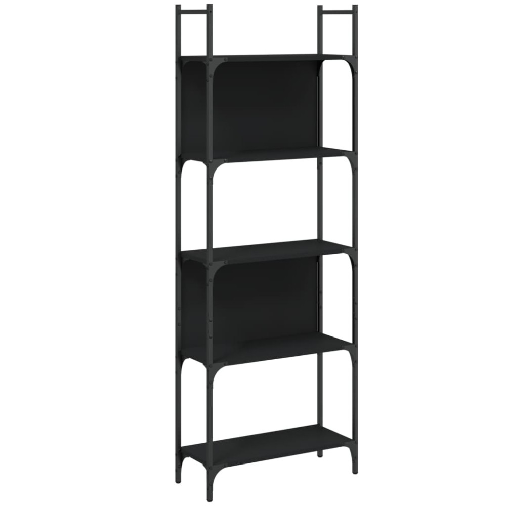 vidaXL Βιβλιοθήκη 5 Επιπέδων Μαύρη 60,5x24x166,5 εκ. Επεξεργ. Ξύλο