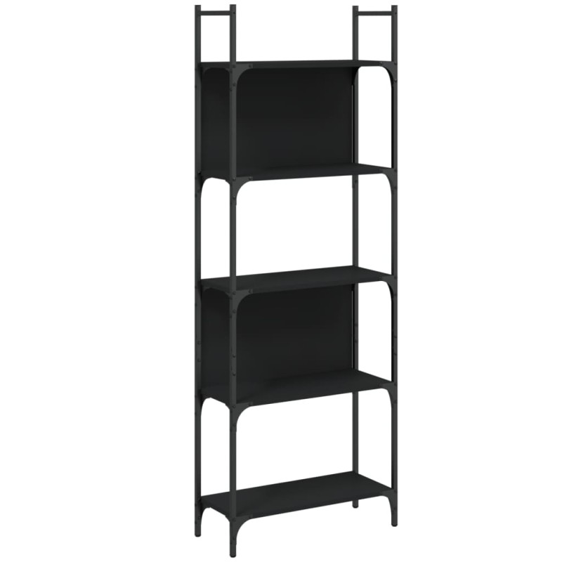 vidaXL Βιβλιοθήκη 5 Επιπέδων Μαύρη 60,5x24x166,5 εκ. Επεξεργ. Ξύλο